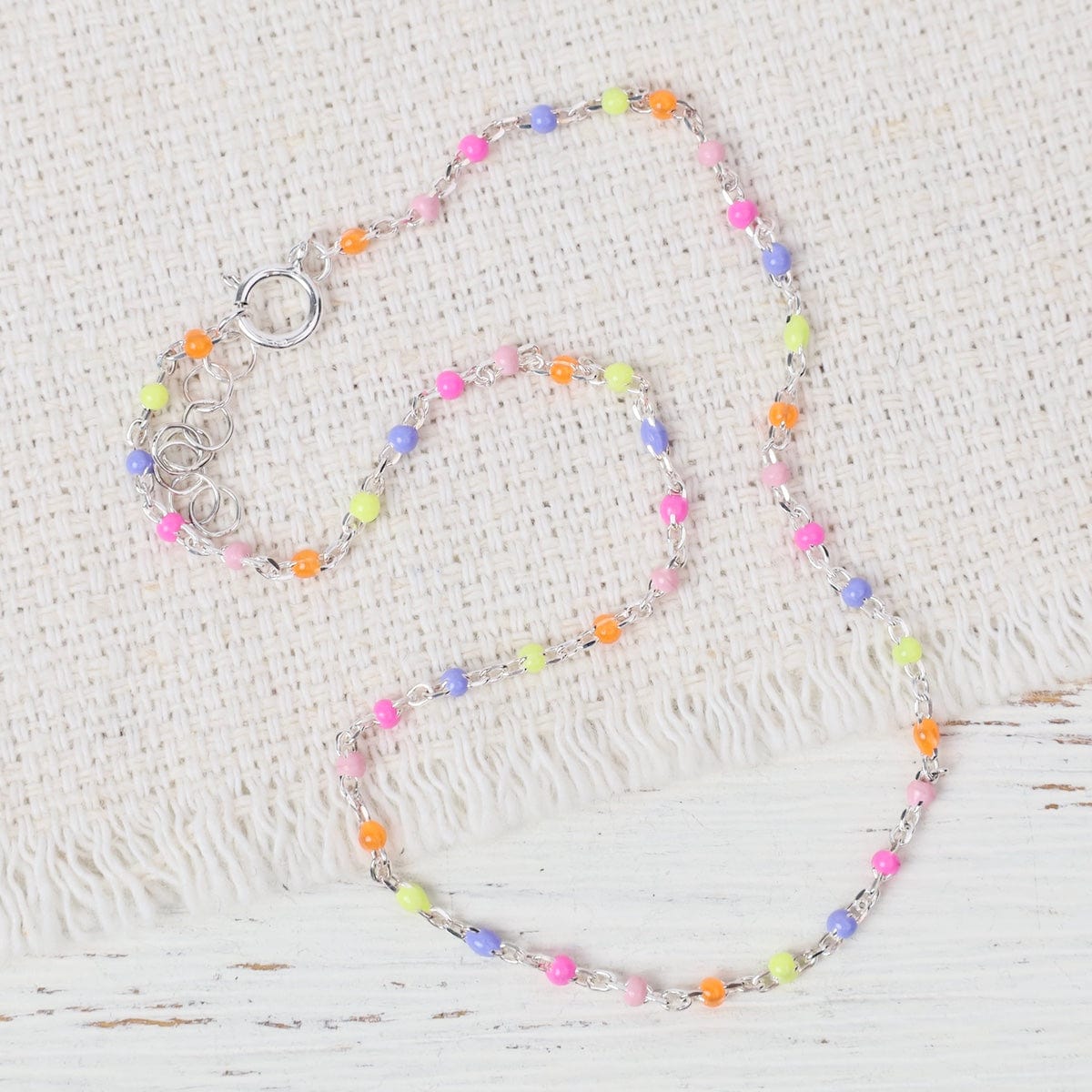 ANK Sterling Silver Satellite Chain w/ Dark Rainbow En