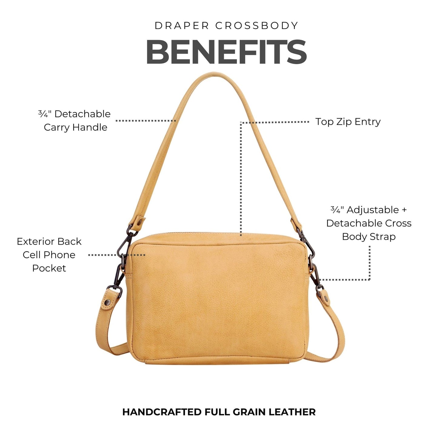 BAG Camel Draper Leather Crossbody