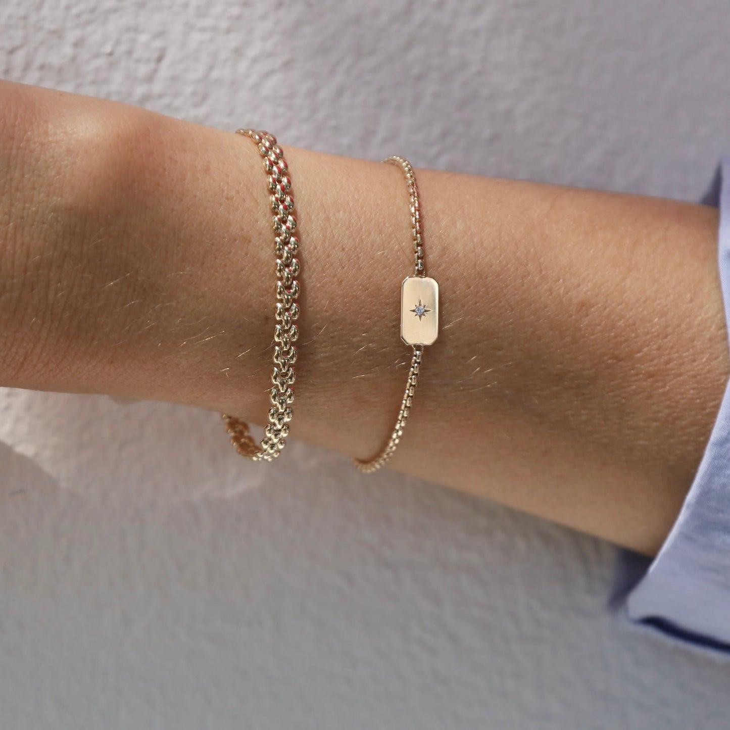 BRC-14K 14k Gold Small Panther Chain Bracelet