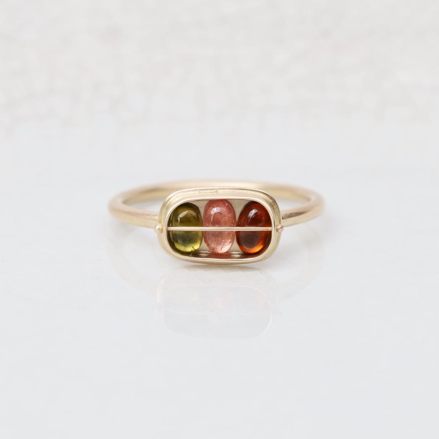BRC-14K Captured Tourmaline Trio Ring