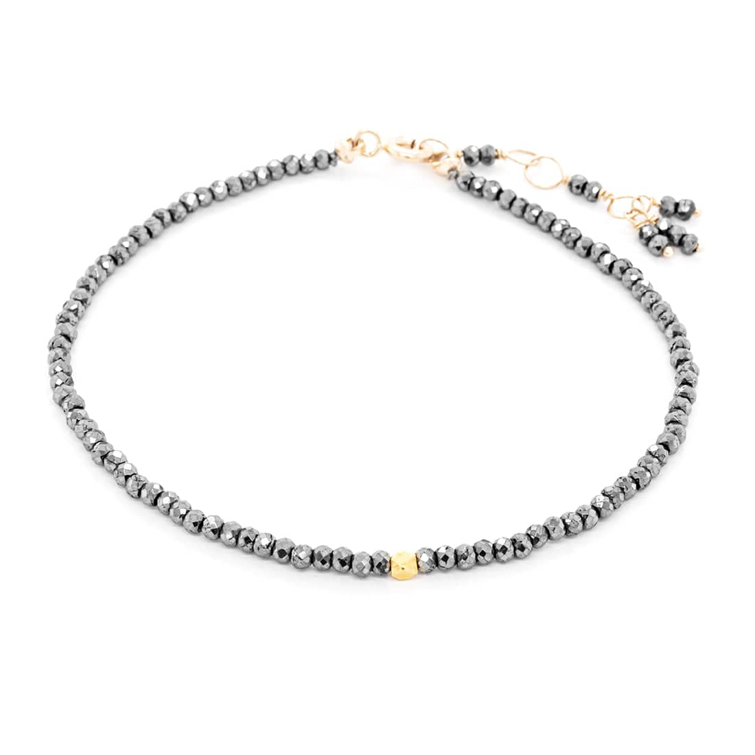 BRC-14K Single Wrap Gemstone Bracelet in Hematite