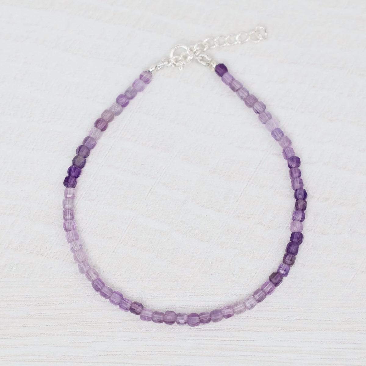 BRC 4mm Simple Stone Bracelet 7-8" - Square Amethyst
