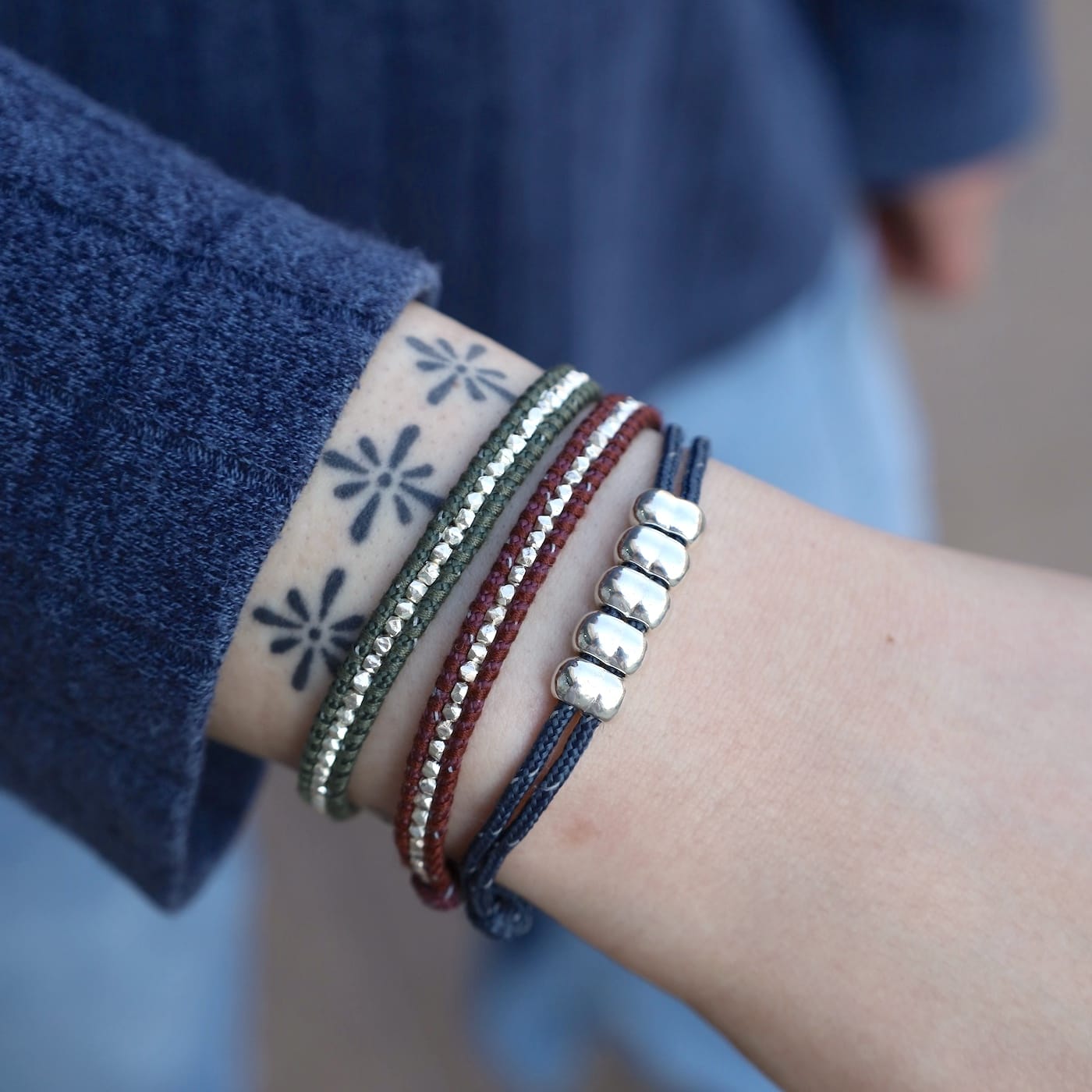 BRC Abacus Single Wrap Bracelet Navy