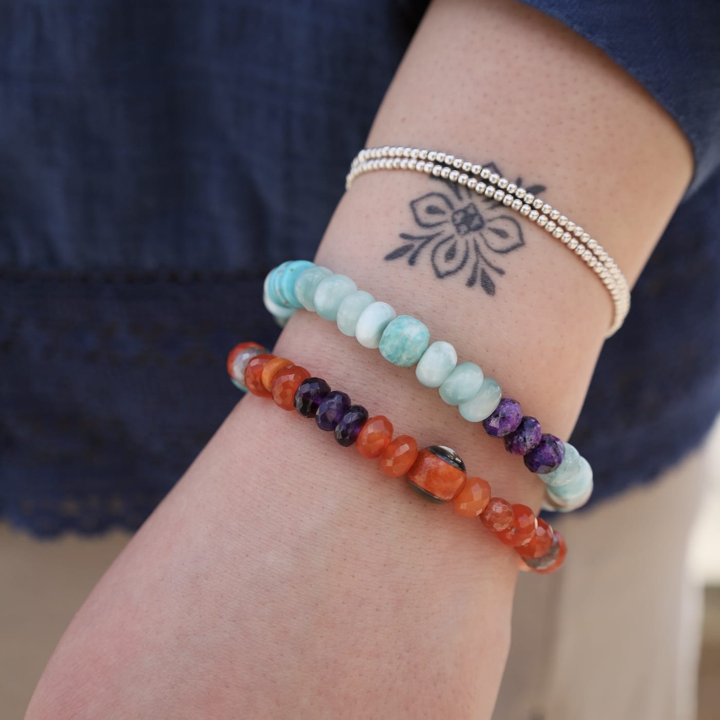 BRC Carnelian Abalone Stretch Bracelet