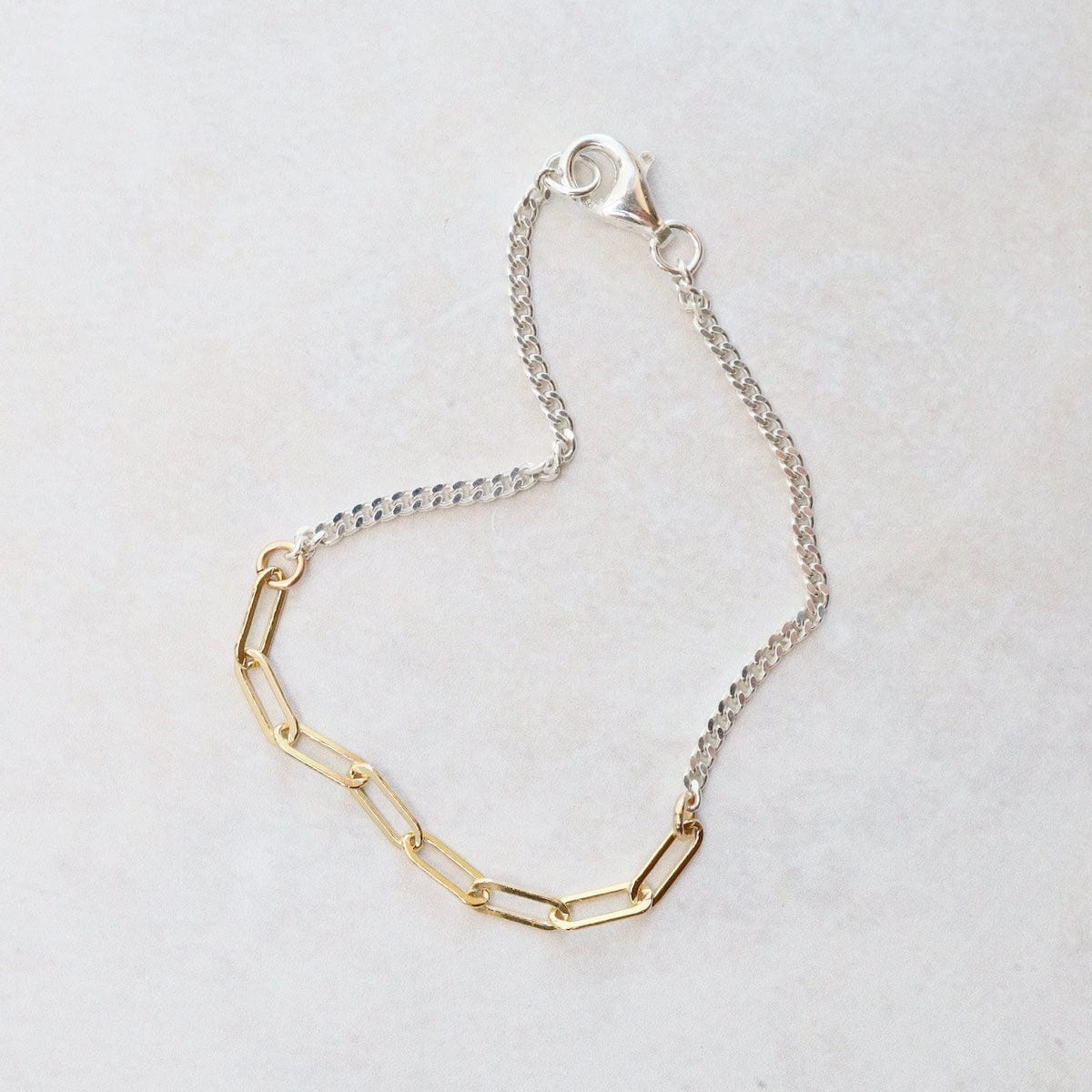 BRC-GF 7" Sterling Silver Curb Chain with Gold Filled Fla