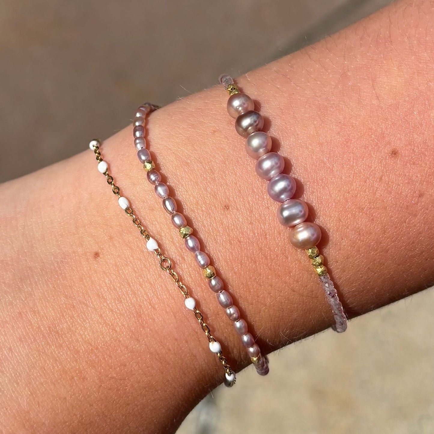 BRC-GF Pink Rice Pearl Bracelet