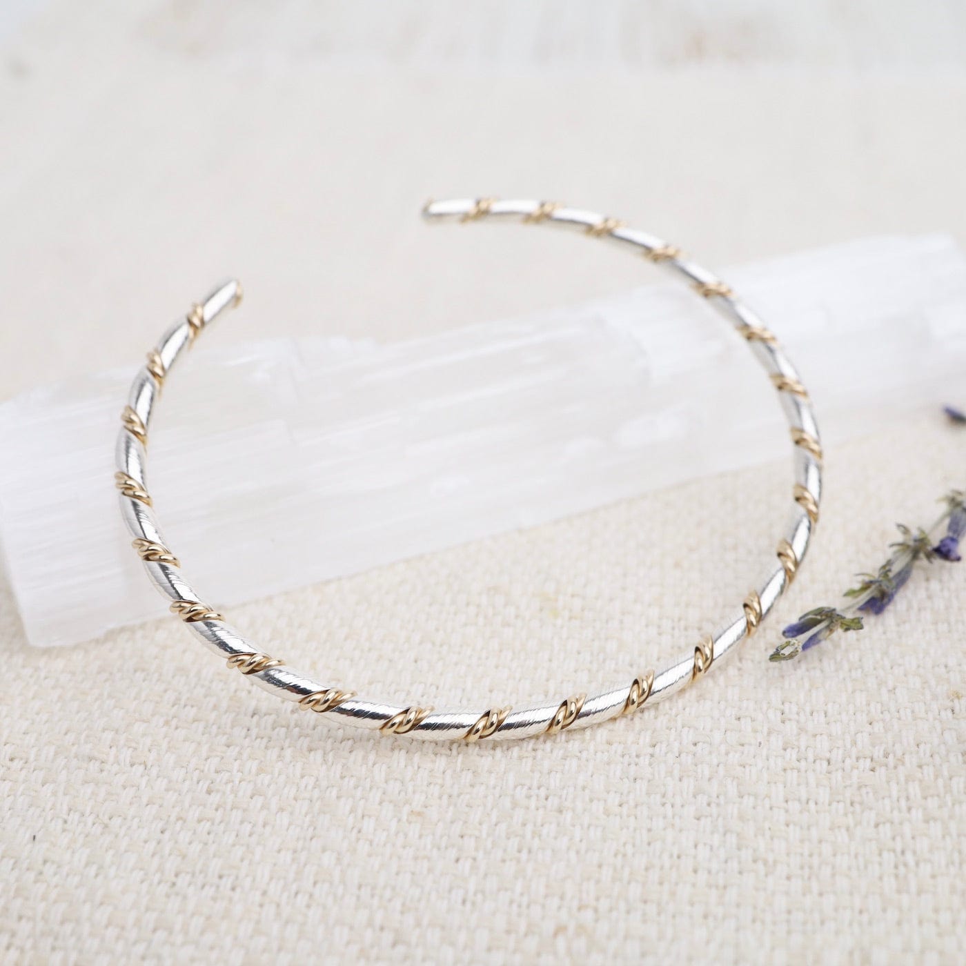 BRC-GF Sterling Silver Cuff with Twisted Gold Filled Rope
