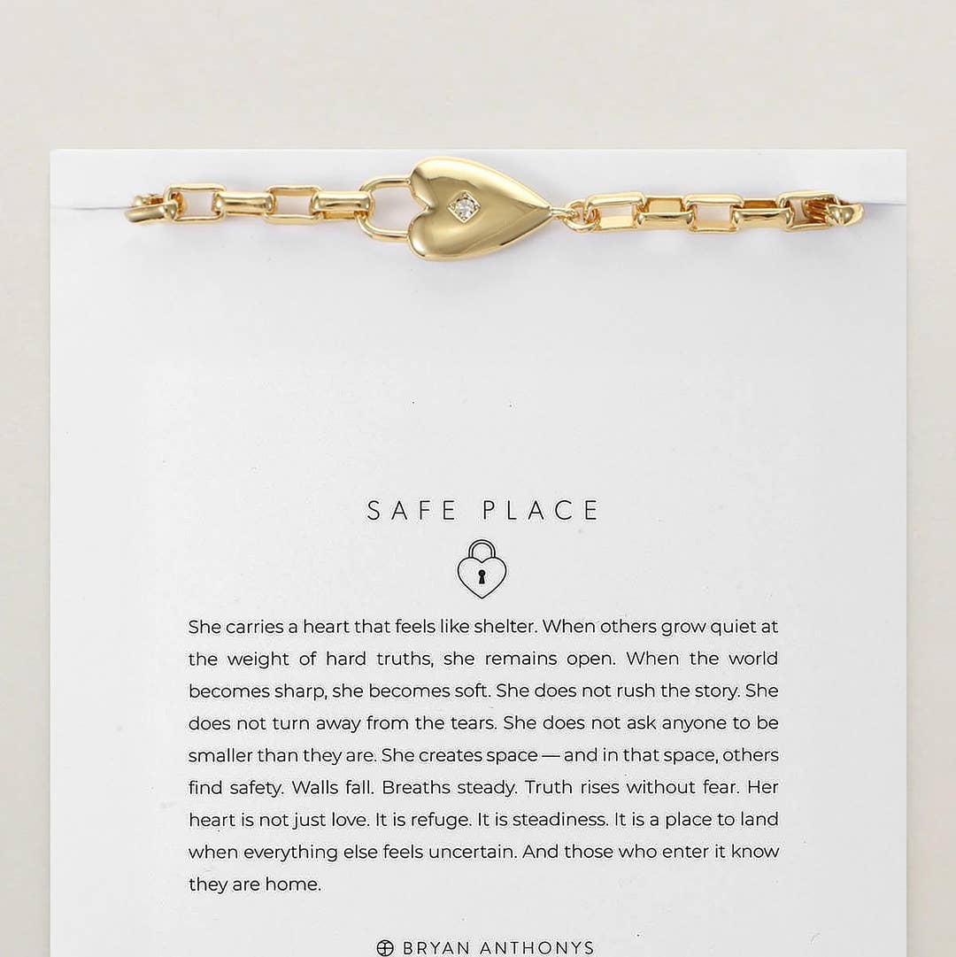 BRC-GPL Gold Plated Safe Place Heart Bracelet