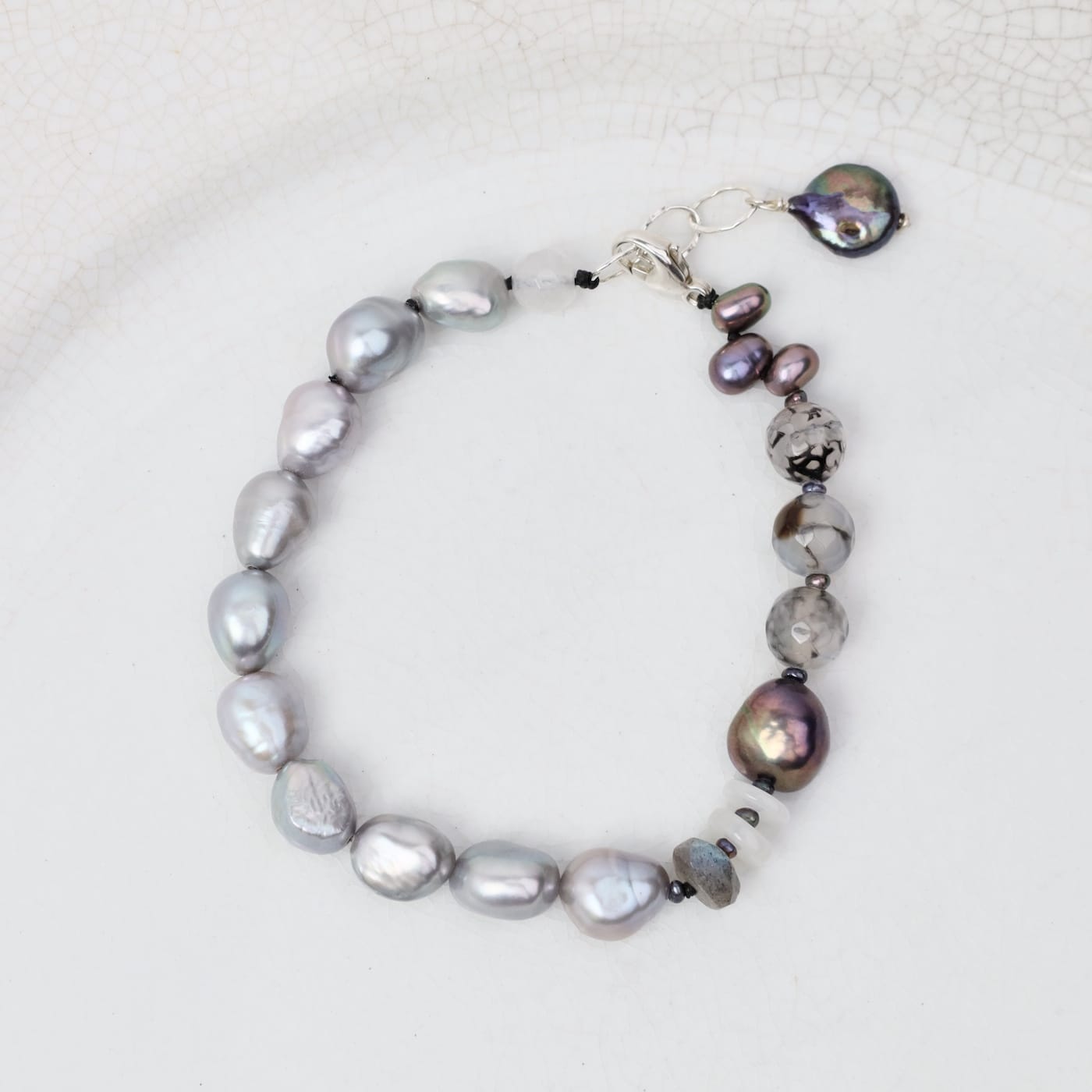 BRC Grey Pearl and Agate Bracelet