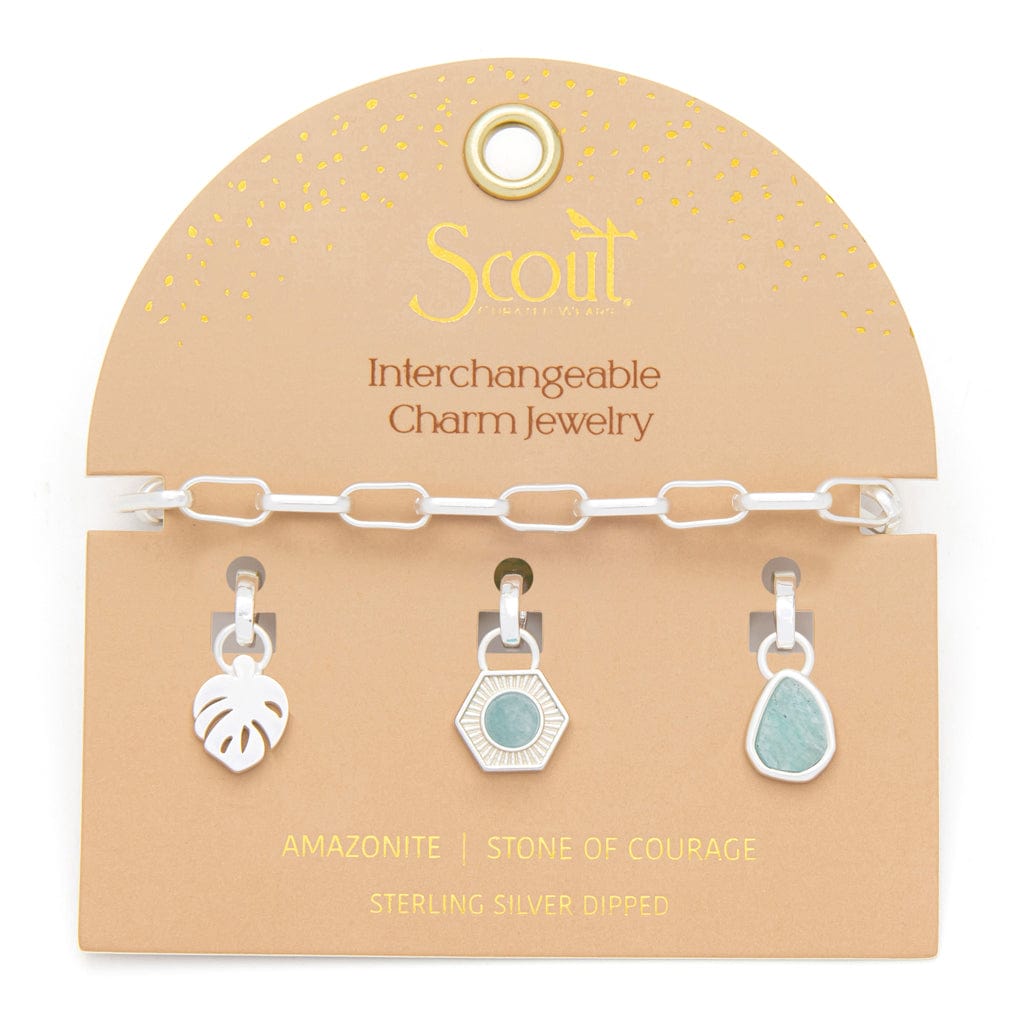 BRC Interchangeable Charm Bracelet with Amazonite Stone of Courage