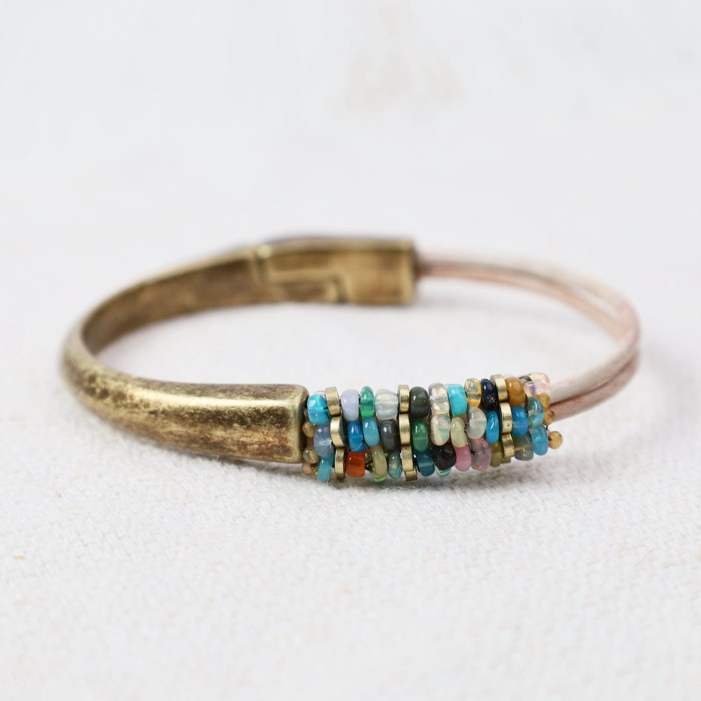 BRC-JM Hand Stitched Mixed Opal Heshi On Opal Leather wit