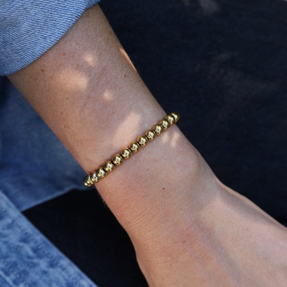 BRC-S.STL 6mm Plain Ball Bracelet in Gold Plated Stainless Steel