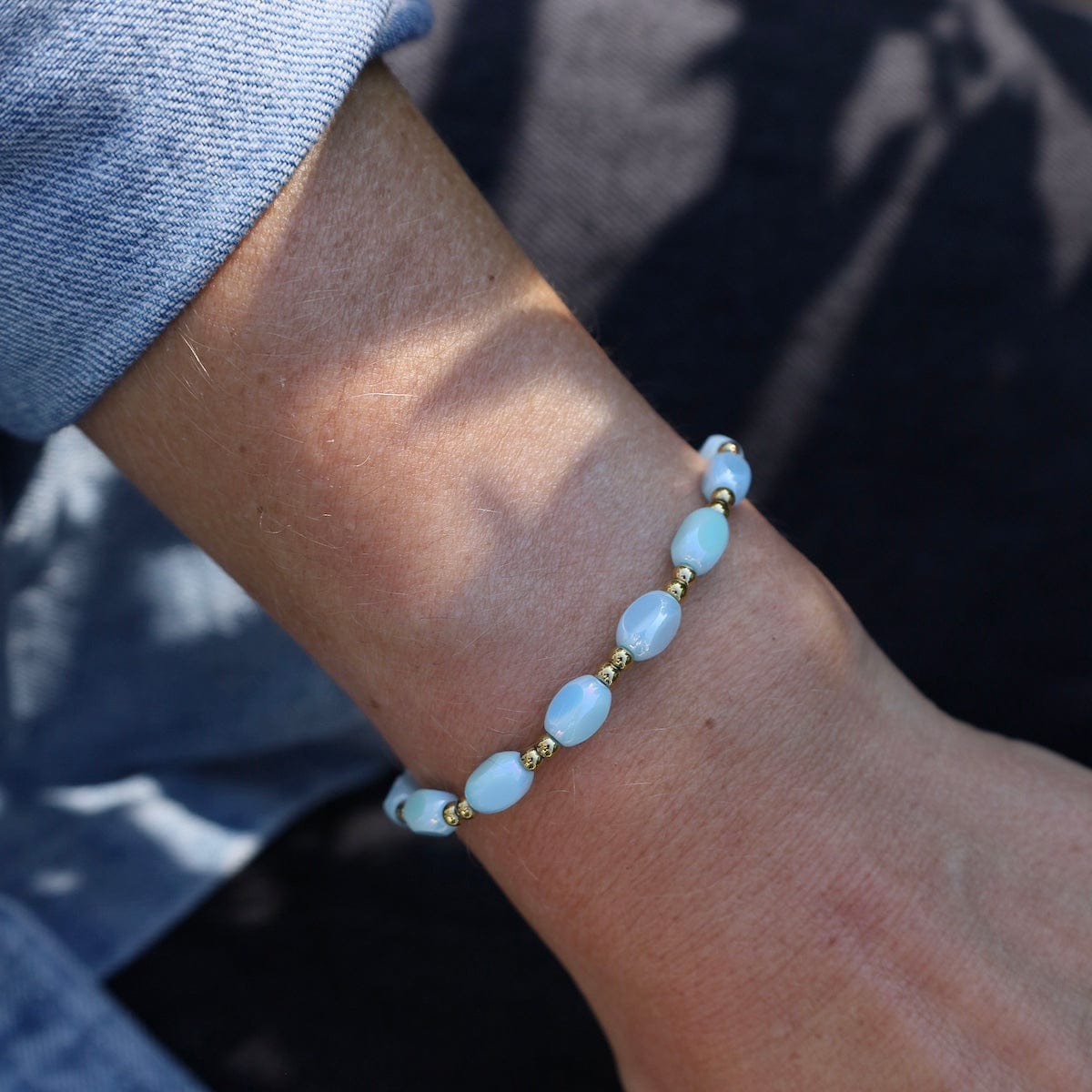 BRC-S.STL All in Pop Of Color Bracelet in Sky Blue & Gold