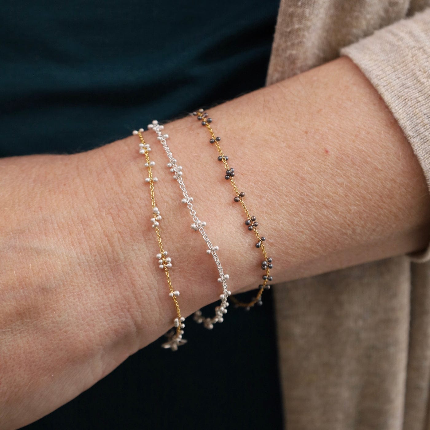 BRC Silver Scattered Caviar Bracelet