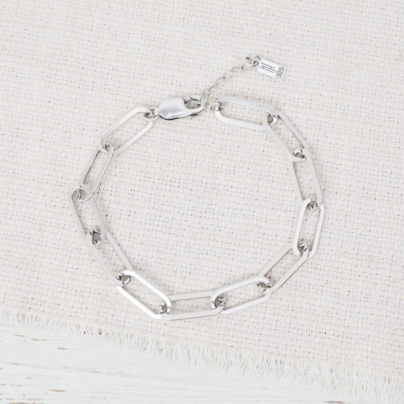 BRC Sterling Silver Long Link Chain Bracelet