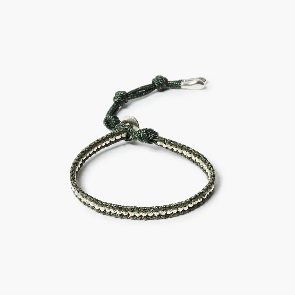 BRC Sterling Silver Single Wrap Bracelet Dark Green