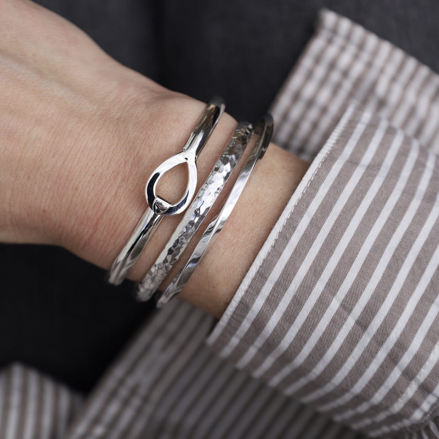 BRC Sterling Silver Spiraled Square Cuff