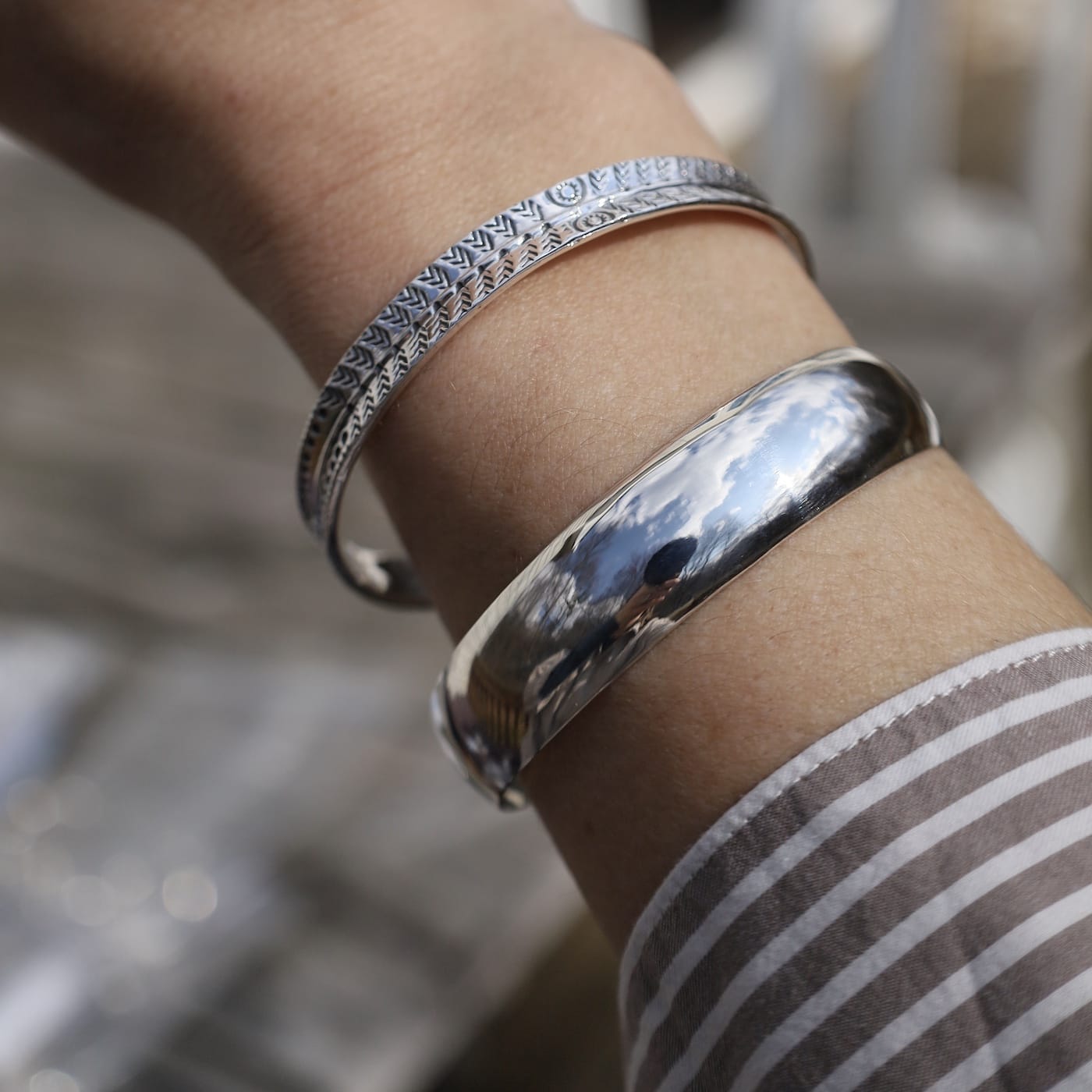 BRC Sterling Silver Stamped Concave Cuff