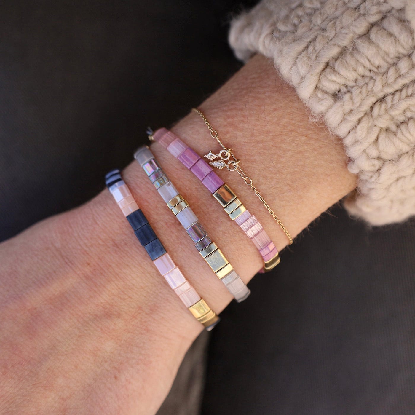 BRC Thank You - Morse Code Tila Beaded Bracelet