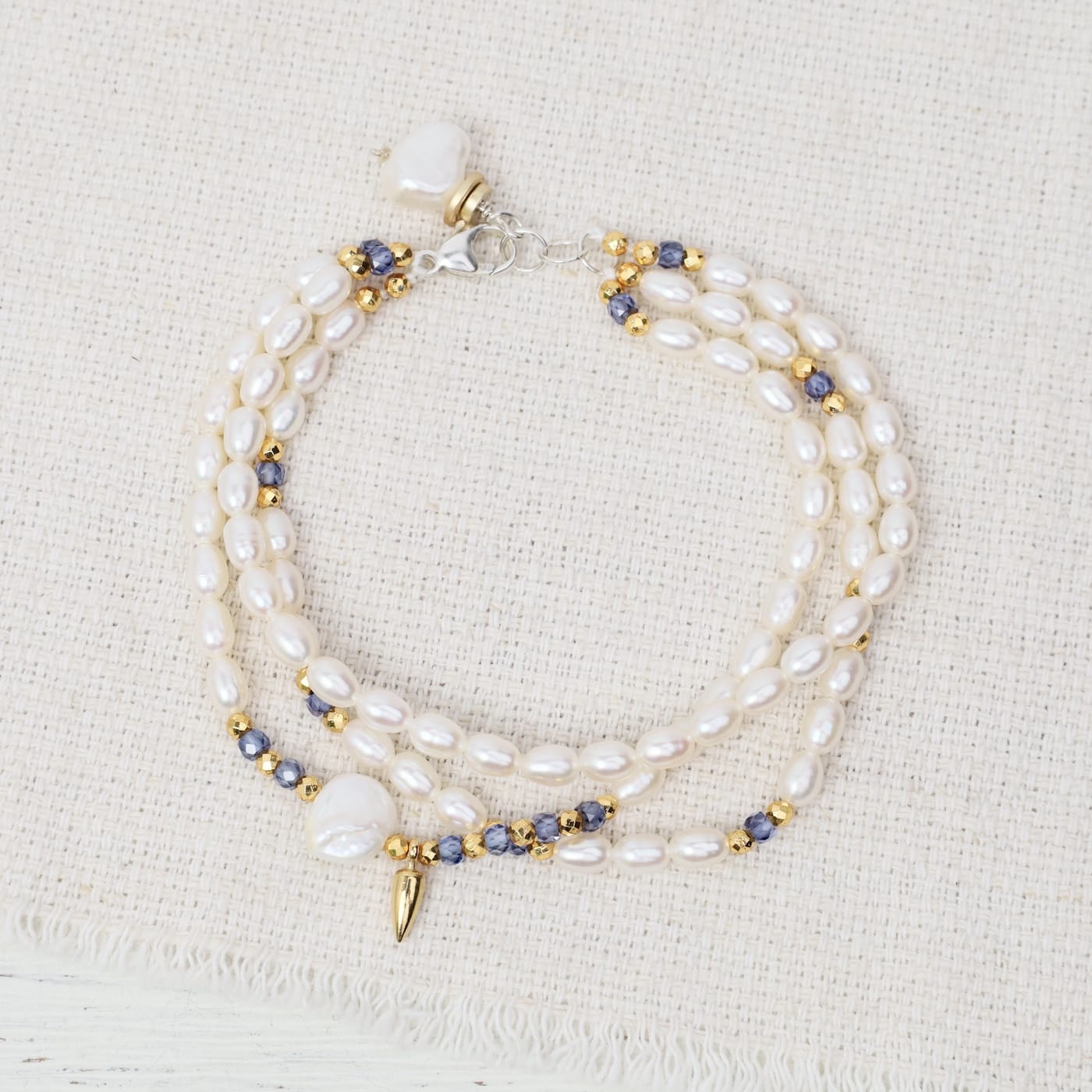 BRC Triple Strand White Pearl Bracelet