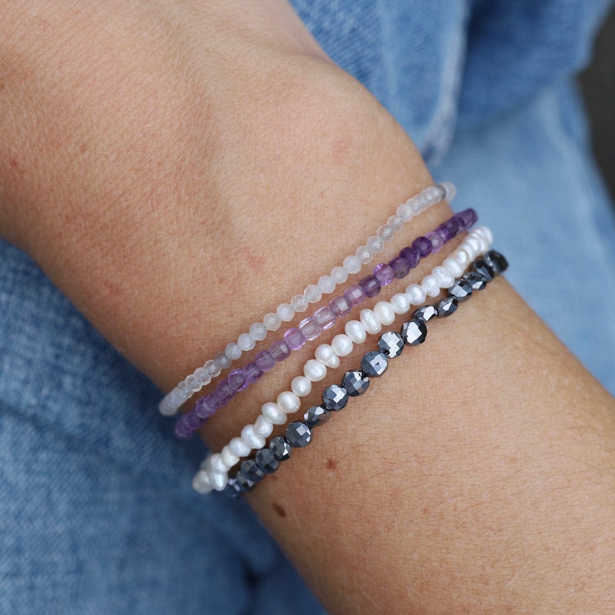 BRC White Pearl Simple Stone Bracelet