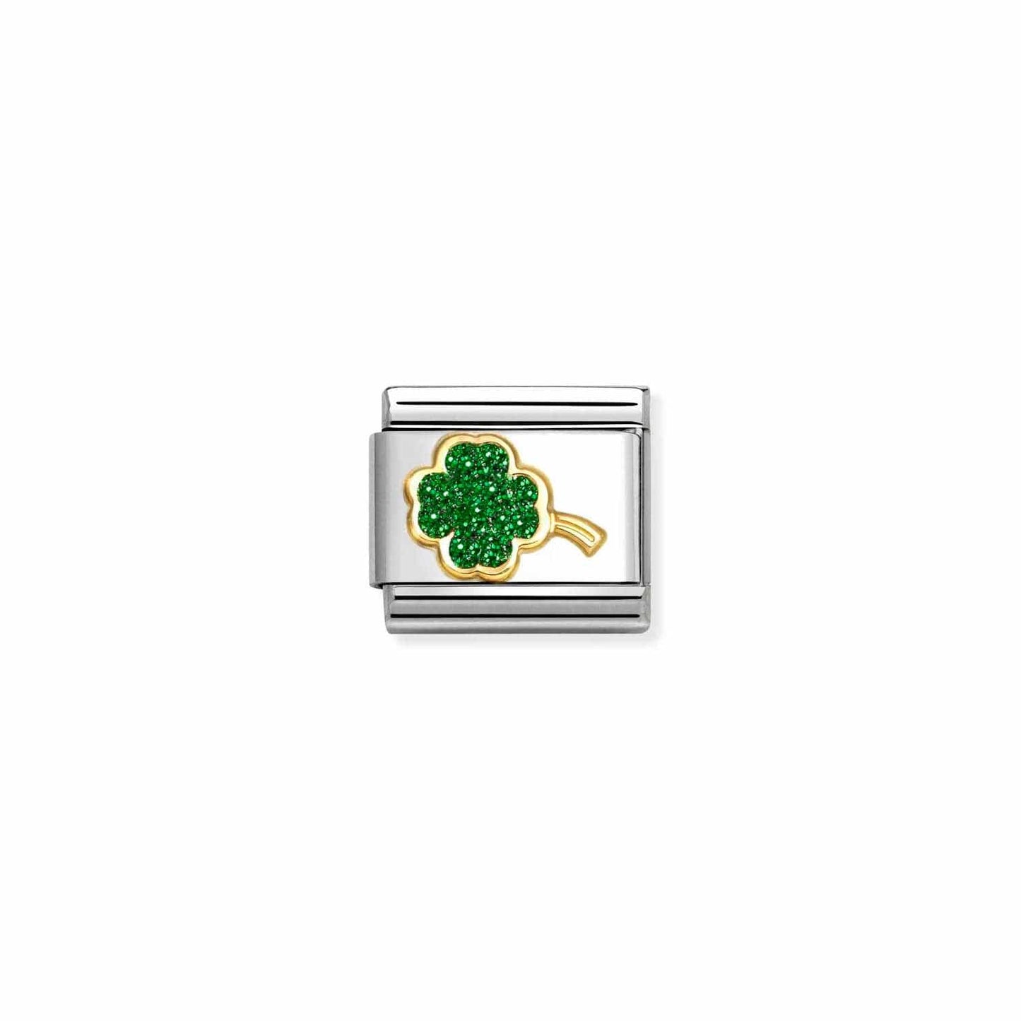 CHM Classic Glitter Green Four Leaf Clover Composable Link