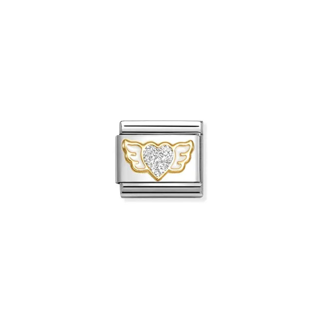 CHM Classic Glitter Silver Winged Heart Composable Link