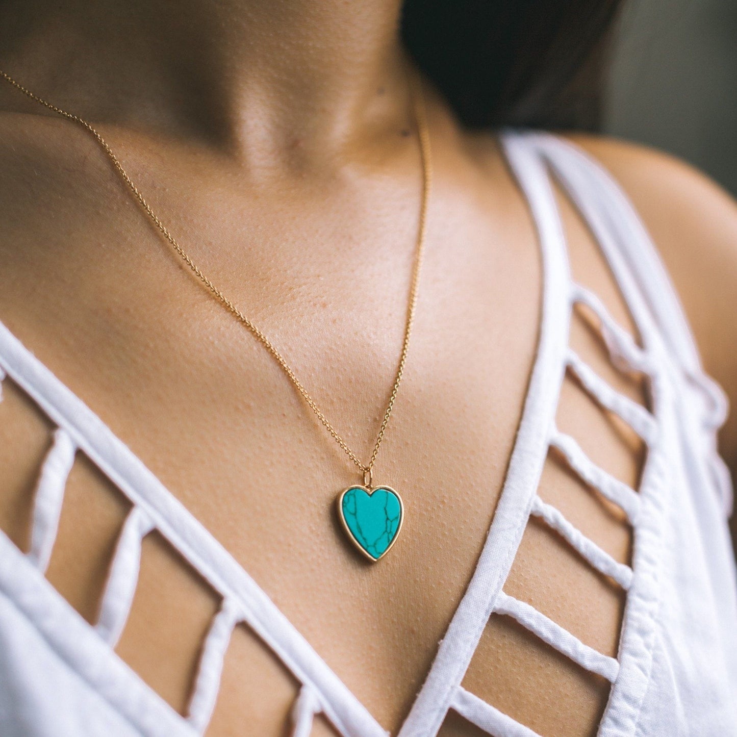 CHM-GPL Gold Plated Turquoise Heart Charm