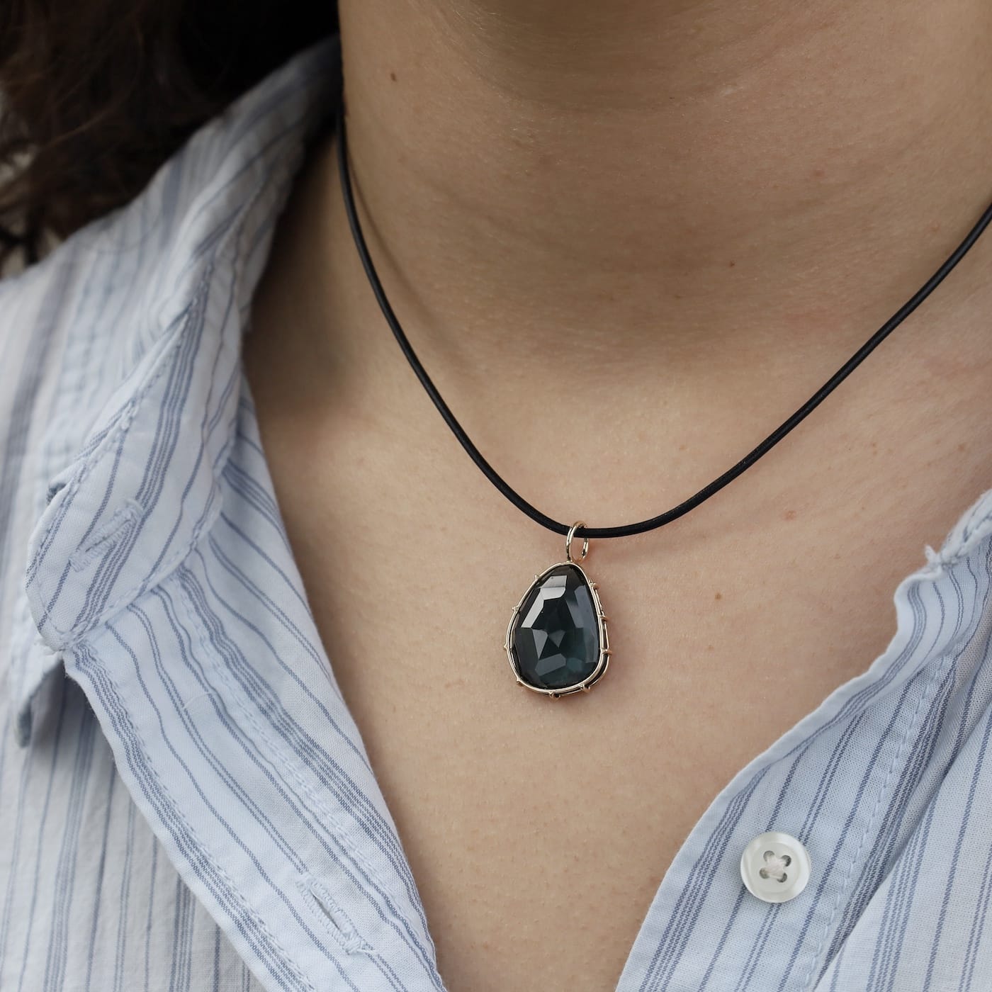 CHM Harriet Stone Medium London Blue Topaz Pendant Charm