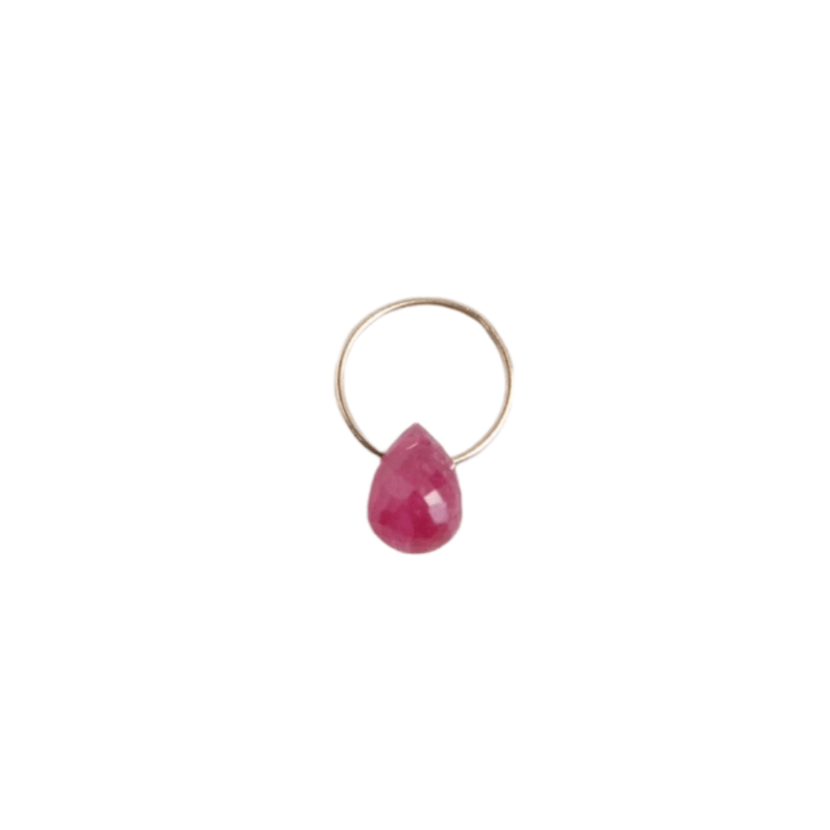 CHM Ruby -  High Faceted Drop Gemstone Charm