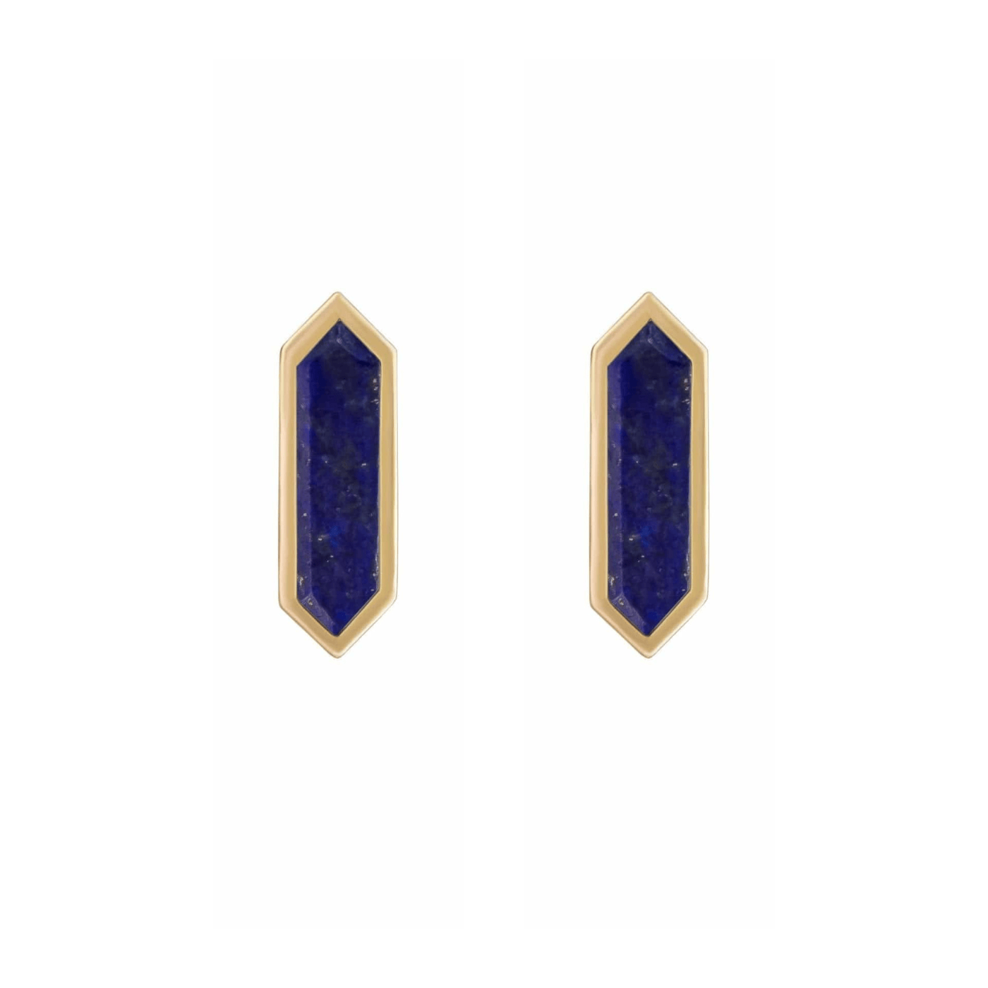 EAR-9K Lapis Mini Hexa Gemstone Studs