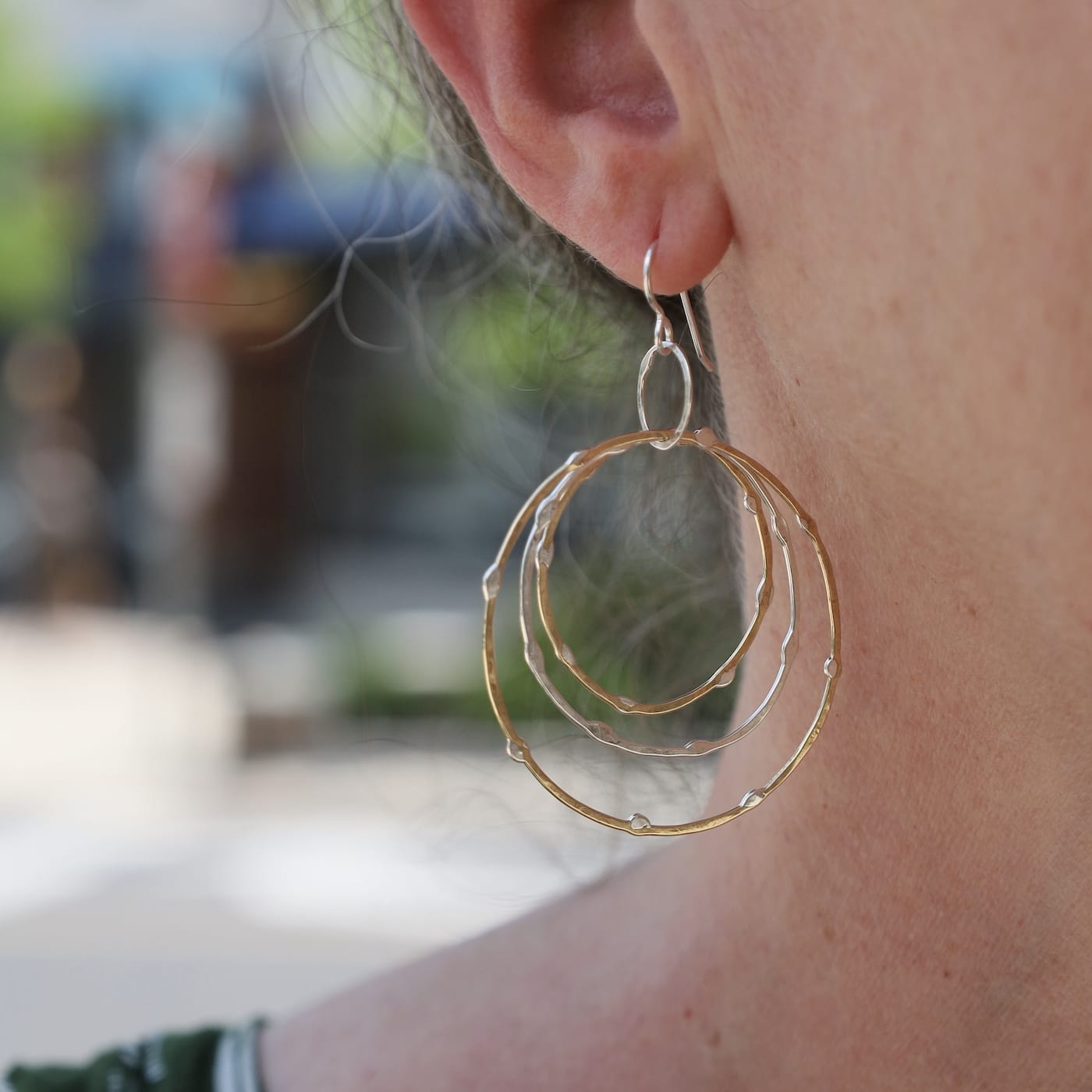 EAR Brass Morning Dew Drop Hoops