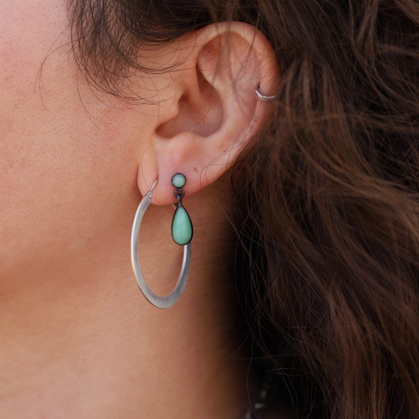 EAR Cabochon ChrysopraseTeardrop Stud Earring