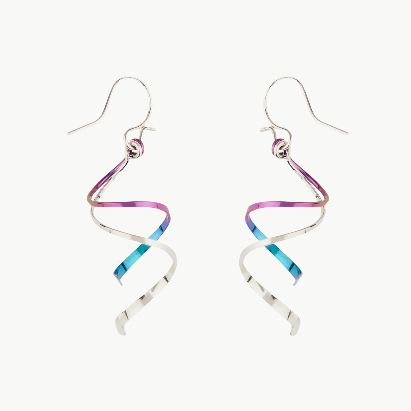 EAR Double Twist Dangle Earrings in Sterling Silver & Niobium