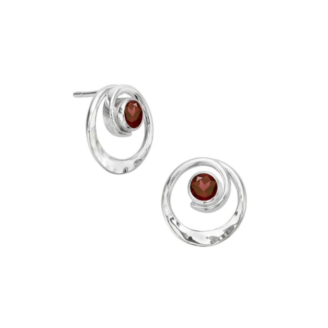 EAR Faceted Garnet Posy Earrings