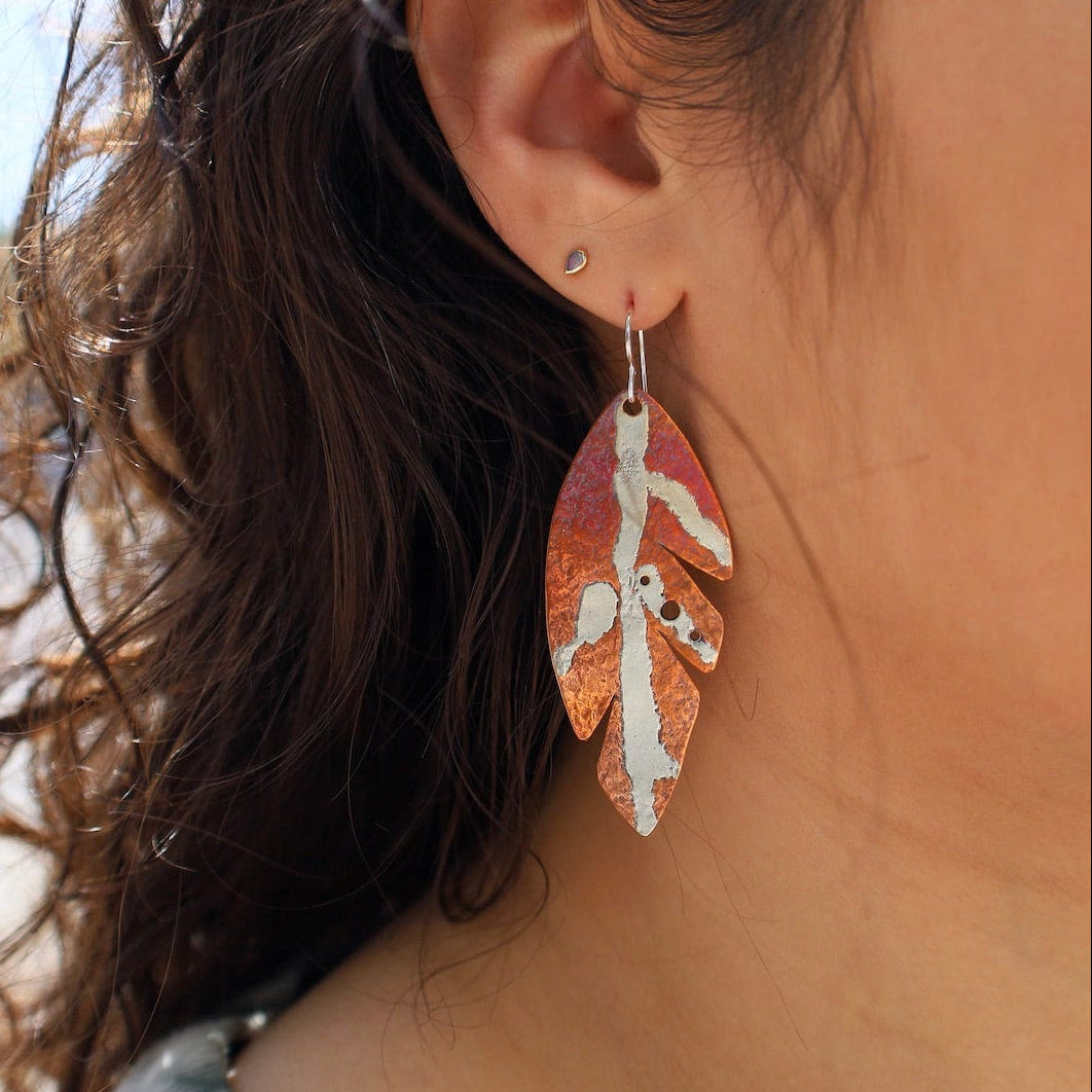 EAR Fantastical Copper Feather Earrings