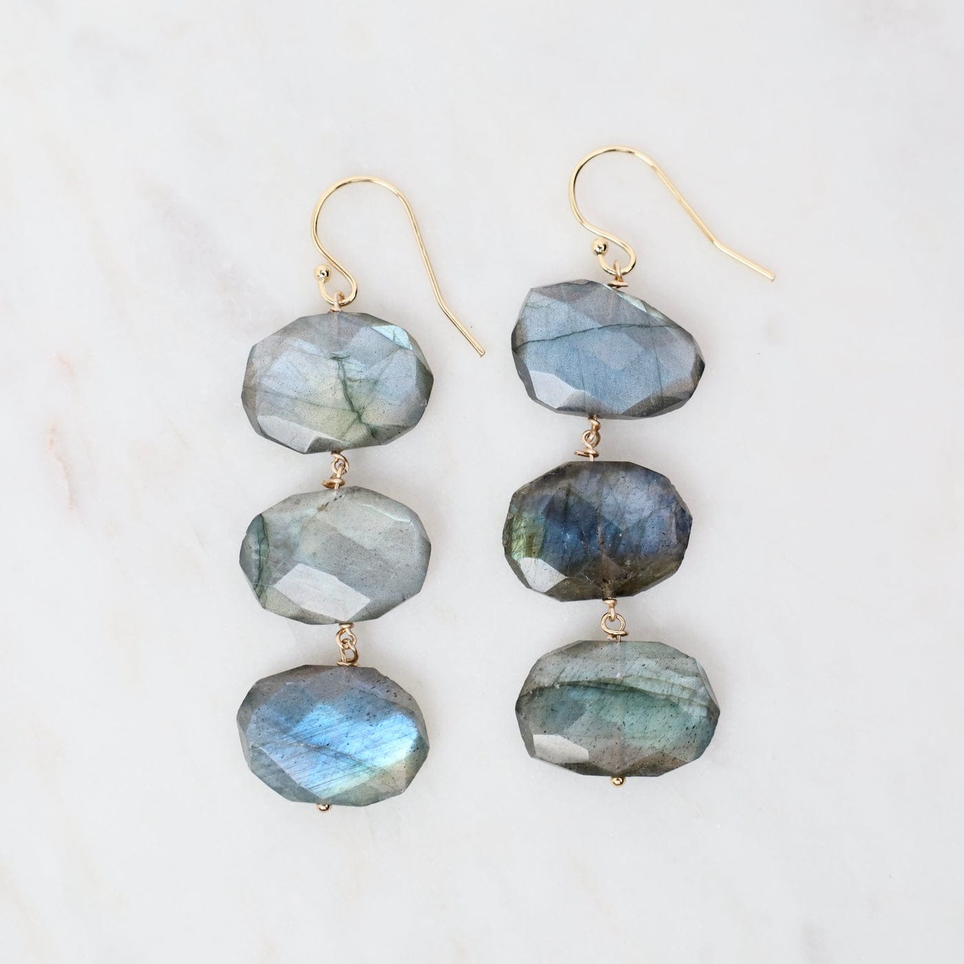 EAR-GF 14k Gold Filled Earrings Triple Labradorite Drops