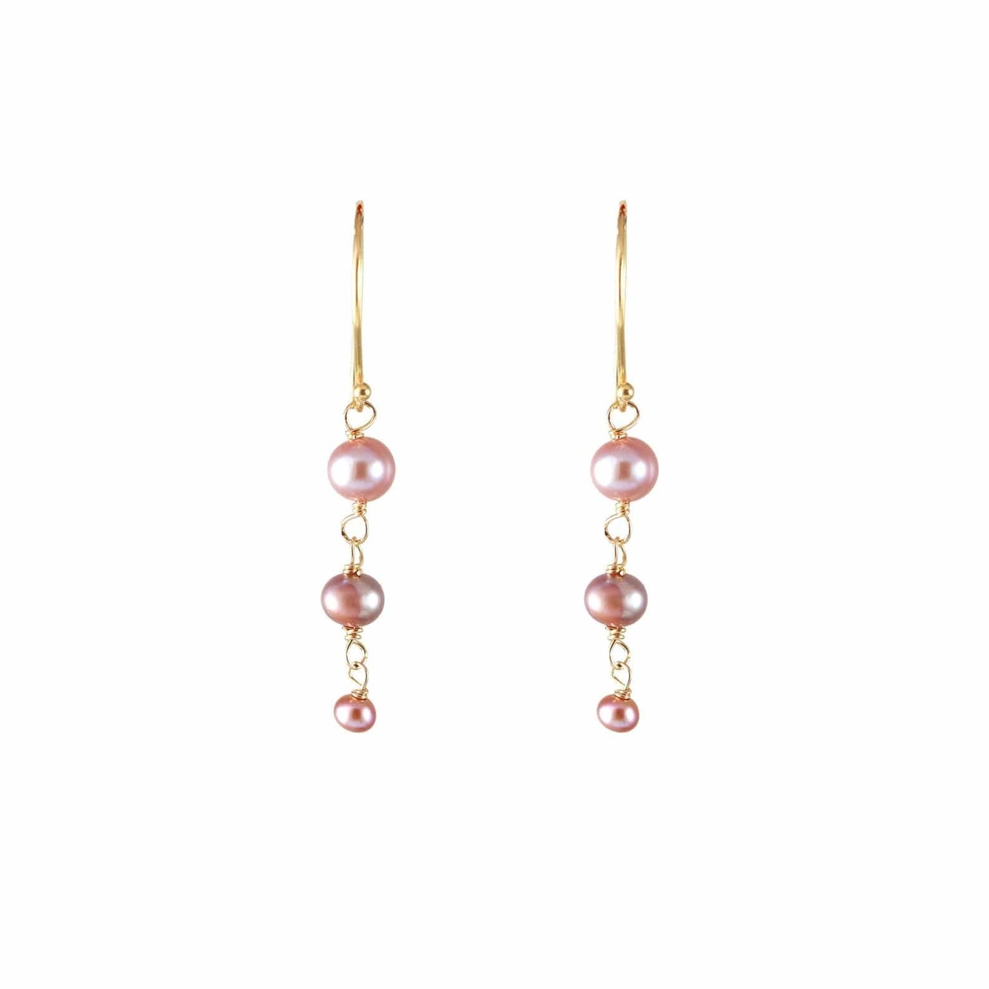 ear-gf 3 Graduated  Pink Pearl Earrings