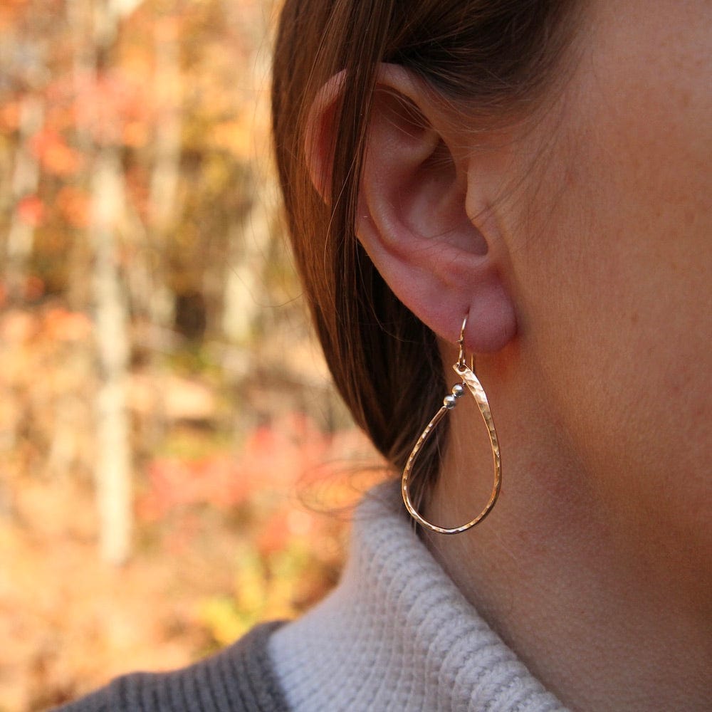 EAR-GF Gold Filled Hammered Teardrop