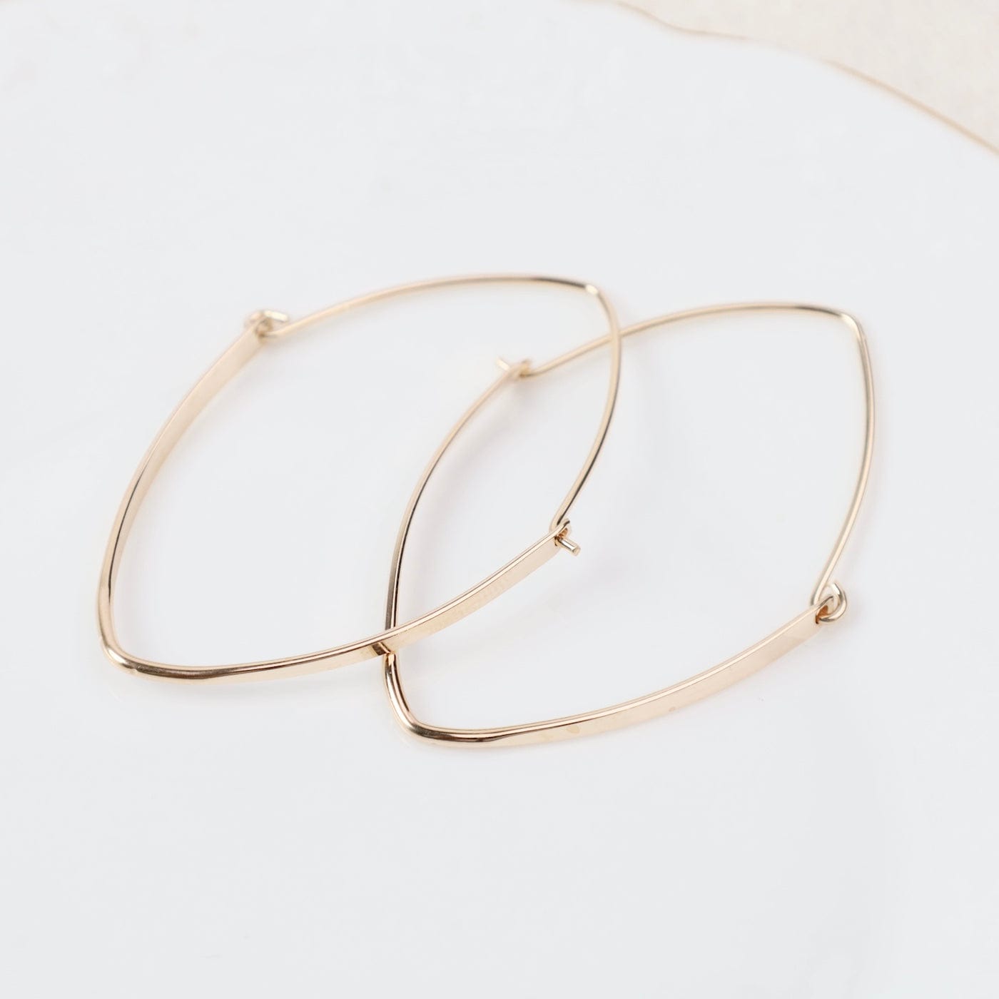 EAR-GF Gold Filled Medium Hinged Teardrop Flat Hoops