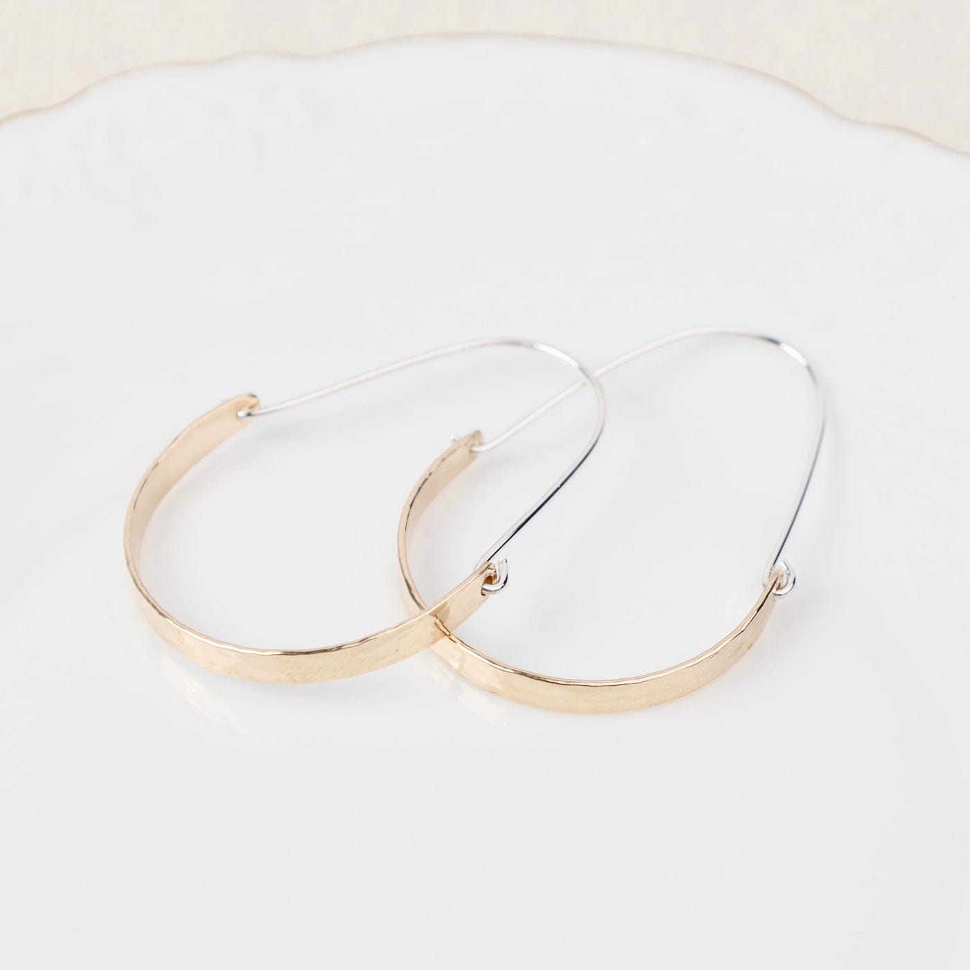 EAR-GF Gold Filled & Sterling Silver Small Hinged Flat Oval Hoops