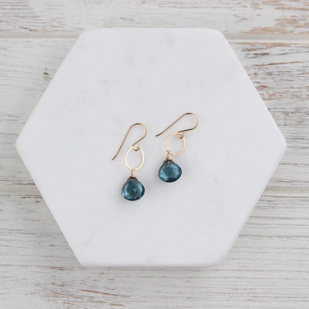 EAR-GF London Blue Topaz on Gold Filled Circle Earrings