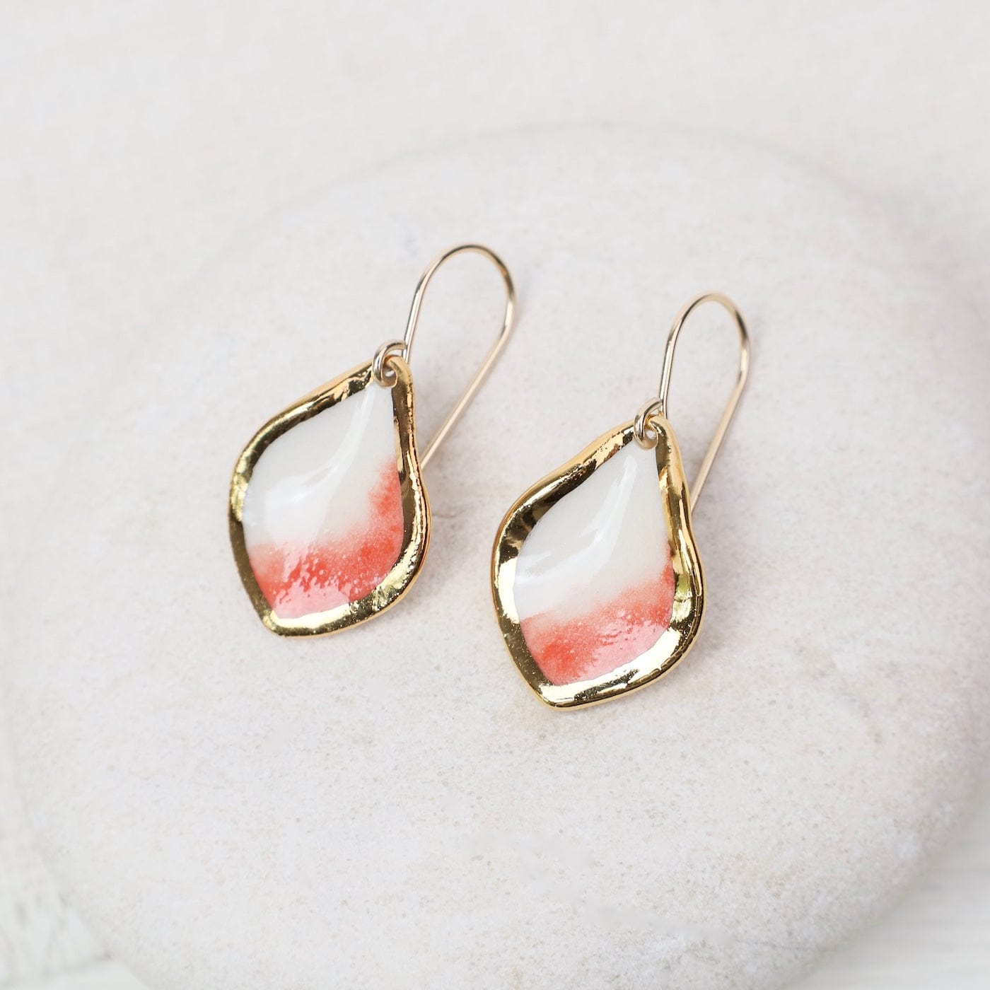 EAR-GF Red Glaze Coral Reef Marquise Earrings