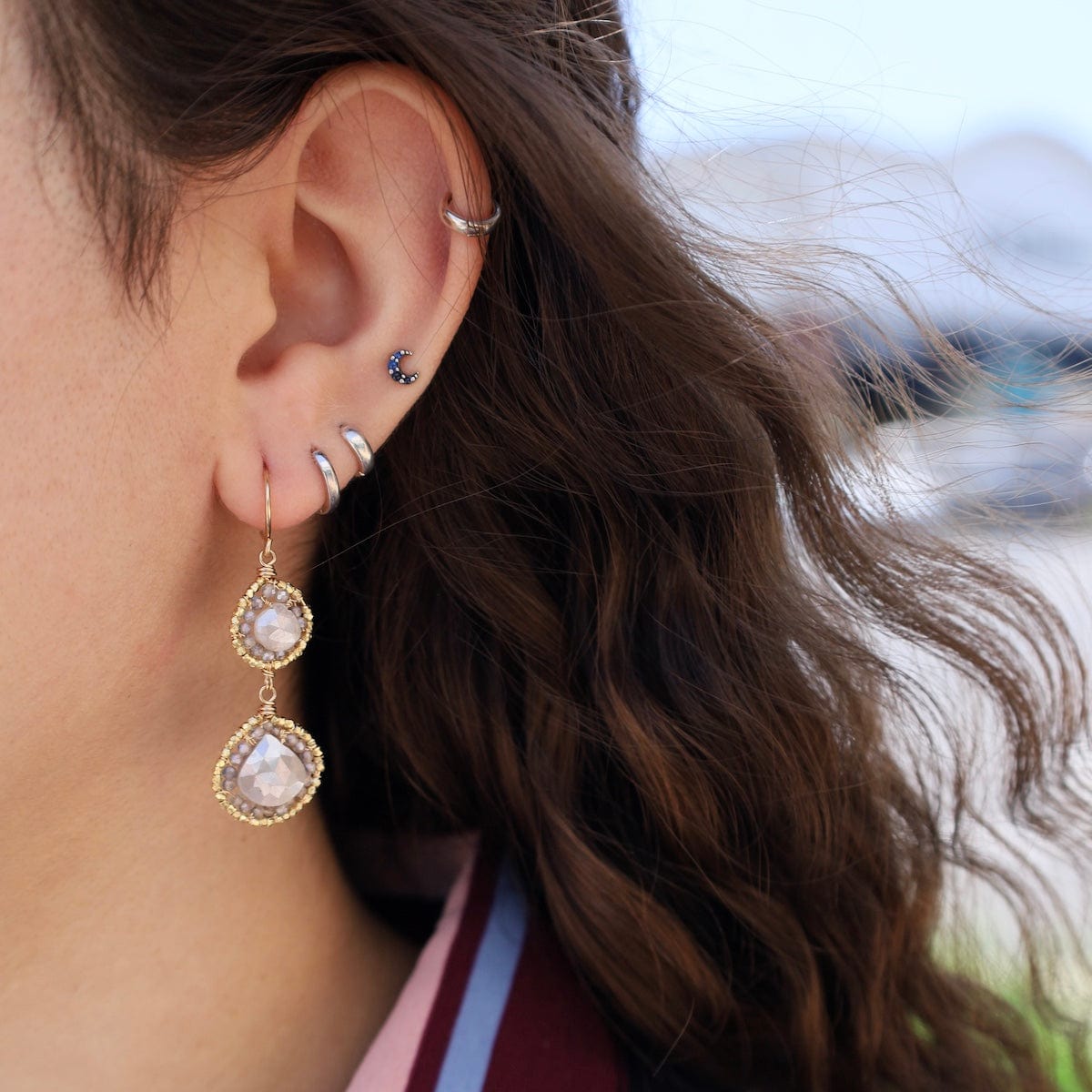 EAR-GF Shell Mix Double Drop Earrings