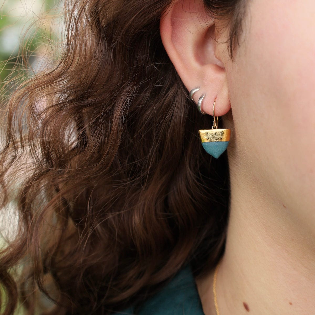 EAR-GF Teal Shield Earrings