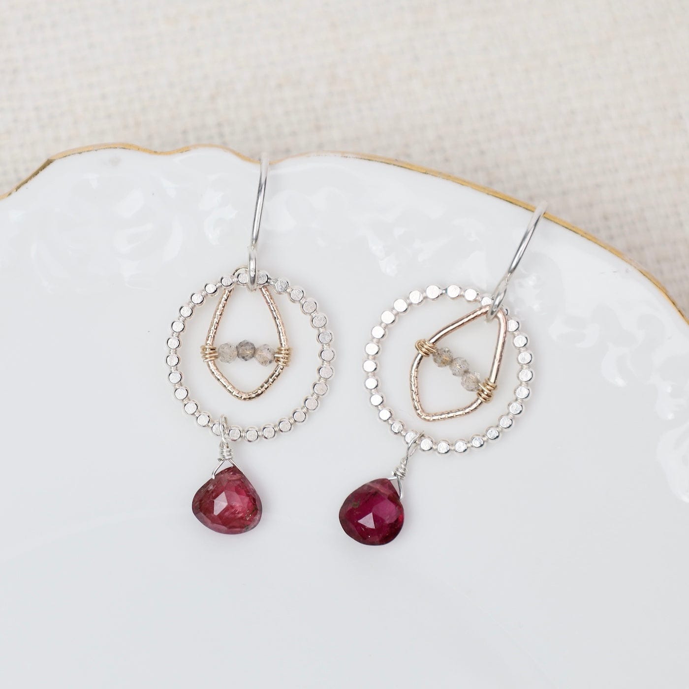 EAR-GF Two Tone Moonstone & Tourmaline Earrings