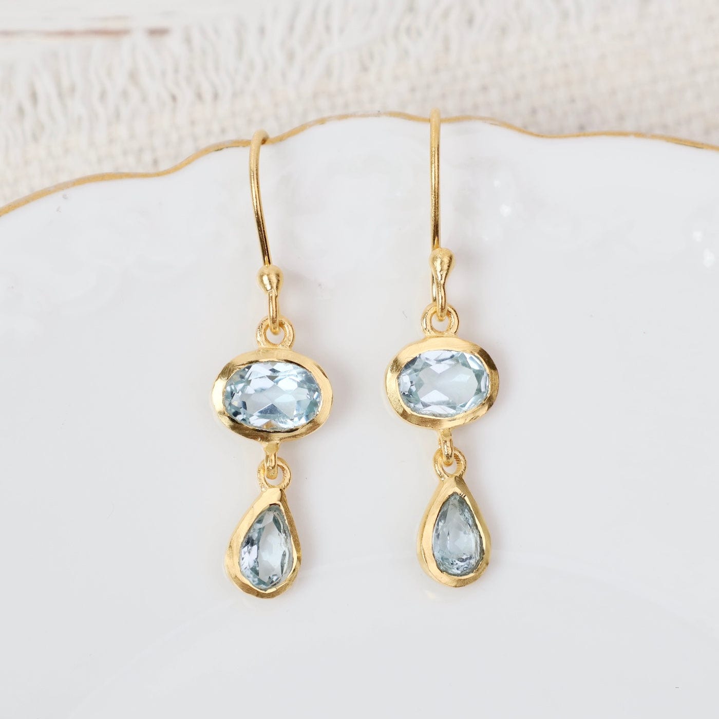 EAR-GPL Blue Topaz Double Stone Earrings
