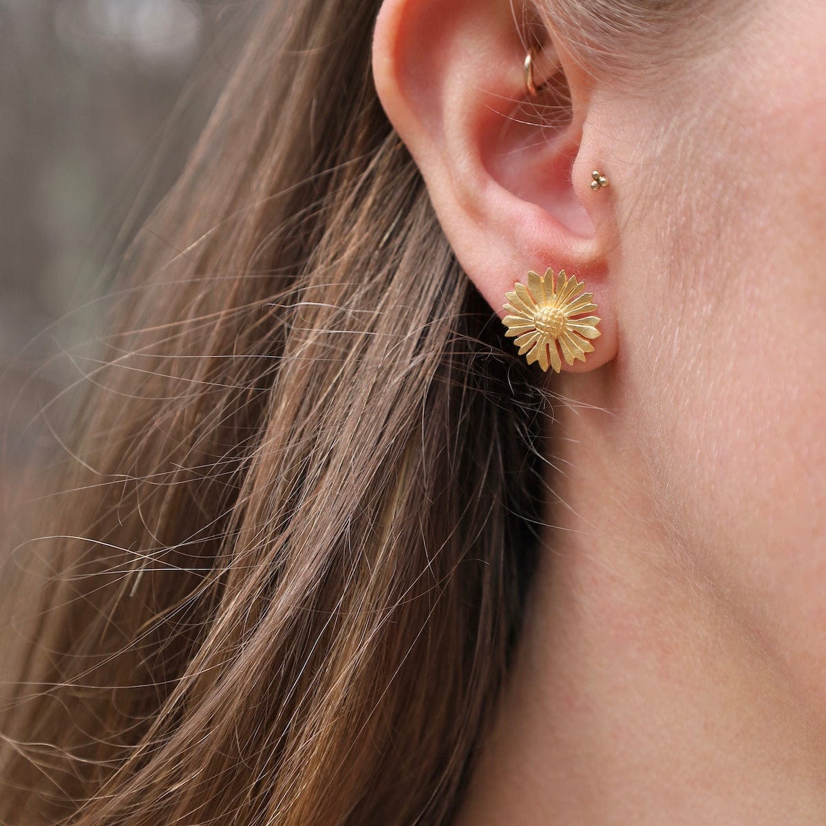 EAR-GPL Gold Flower Post Earrings