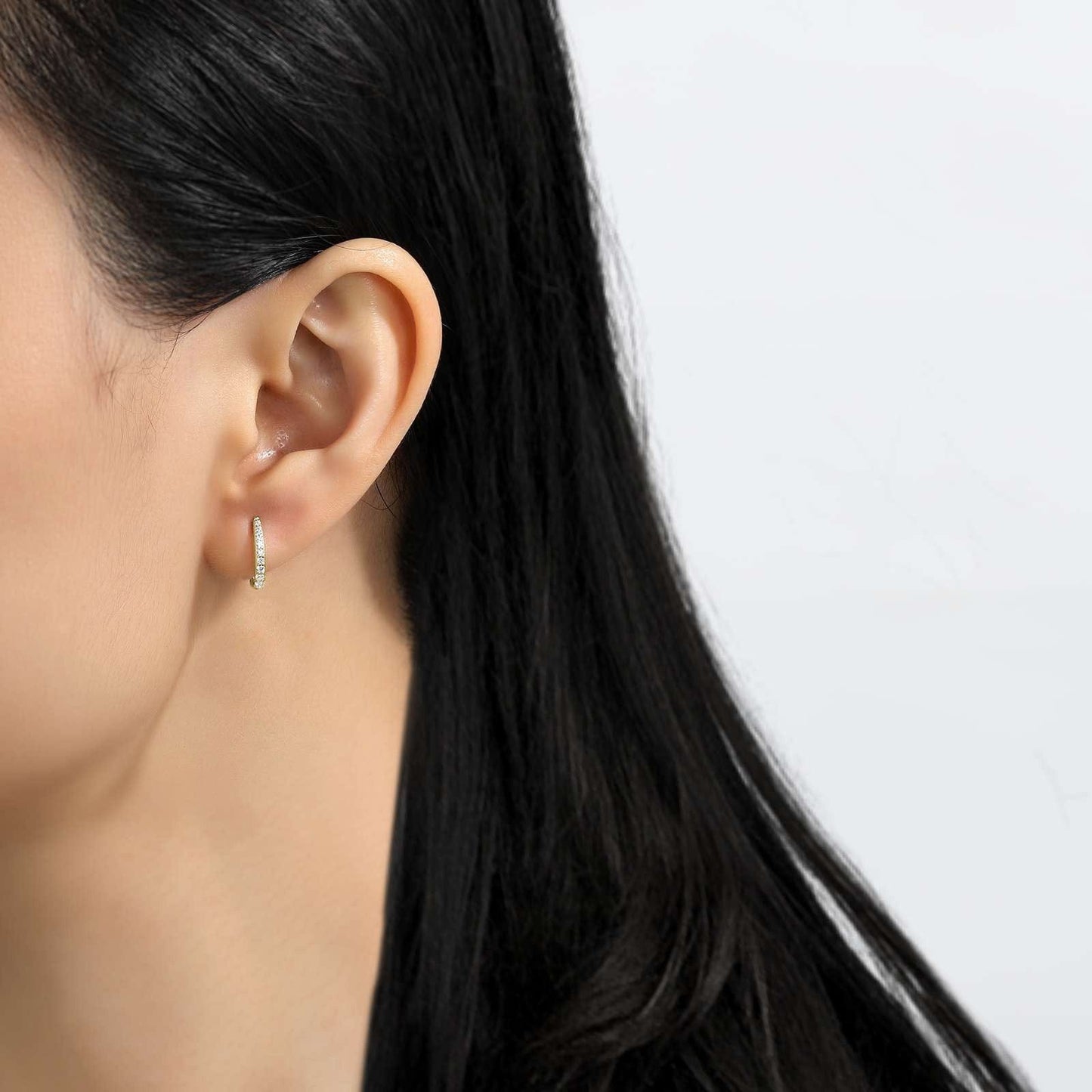 EAR-GPL Gold Plated Diamond Dainty Huggie Hoop Earrings
