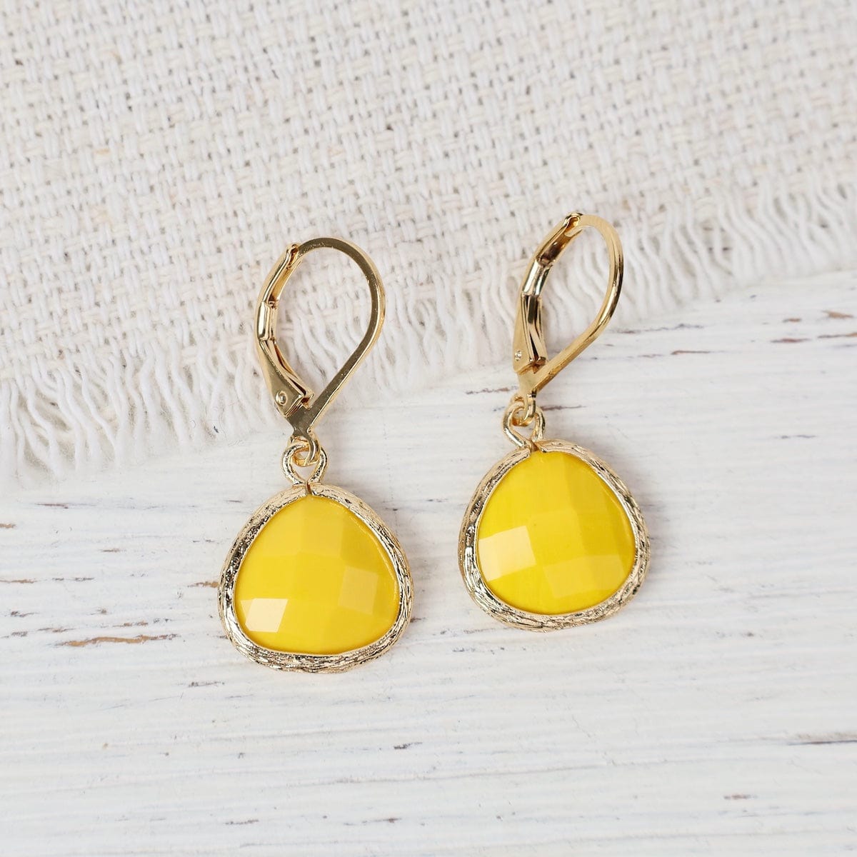 EAR-GPL Gold Plated Leaverback Gemstone Earring – Mustard